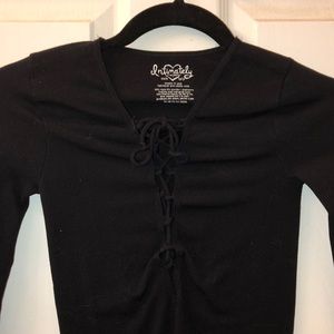 Free People Lace-up Long Sleeve Shirt